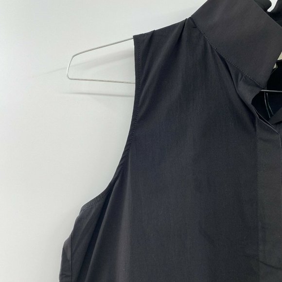 Tuckernuck Women's Black Cotton Poplin Sleeveless Charlie Shirt Dress - Picture 6 of 9